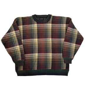 Gant Sweater Men Sz  XL VTG 90s Plaid Cotton Sweater Dad Grandpa Pullover Preppy